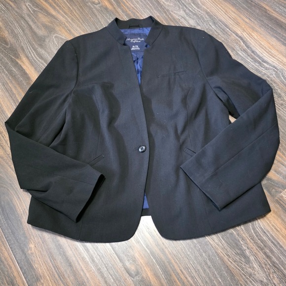 American Eagle Outfitters Jackets & Blazers - American Eagle Womens XL Black Collarless Single Button Blazer Jacket Stretch